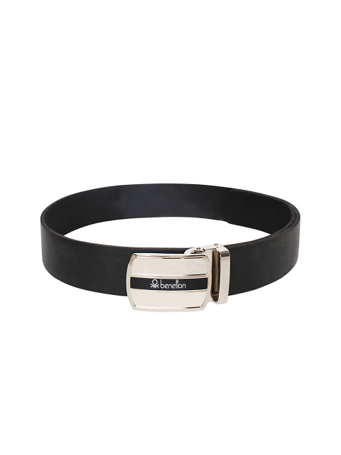 

United Colors of Benetton Men Black Solid Leather Belt