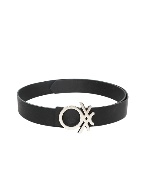 

United Colors of Benetton Men Black Solid Leather Belt