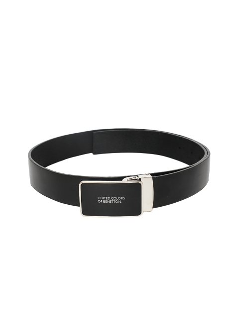 

United Colors of Benetton Men Black Solid Leather Belt