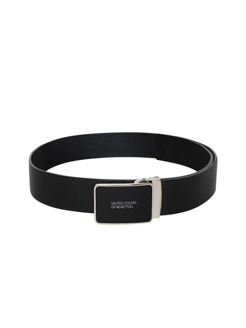

United Colors of Benetton Men Black Solid Leather Belt