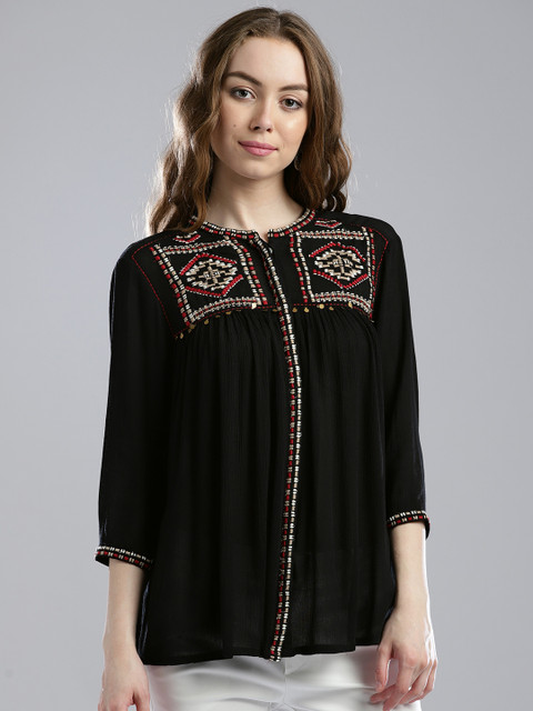 

W Women Black Solid Top