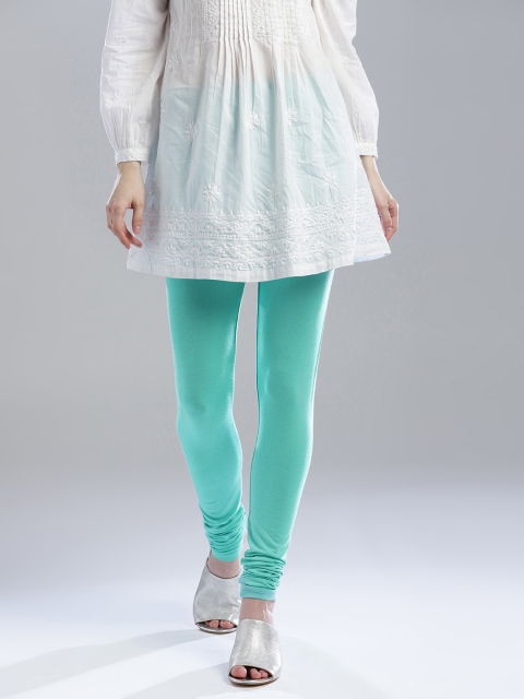 

WISHFUL by W Women Sea Green Solid Churidar Leggings