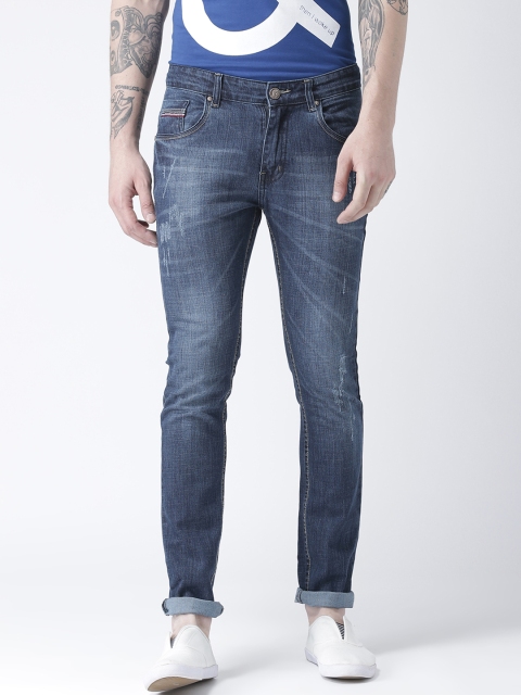 

CINOCCI Men Blue Slim Fit Mid-Rise Low Distress Stretchable Jeans