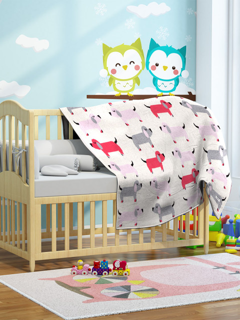 

Pluchi Pink Cartoon Characters AC Room 350 GSM Baby Blanket