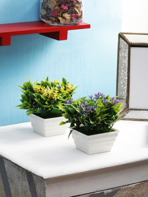 

FOLIYAJ Set of 2 Artificial Plant with Pot, White