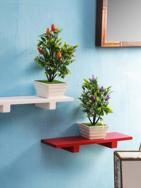 

FOLIYAJ Set of 2 Artificial Shemrock Trees with Pot, White