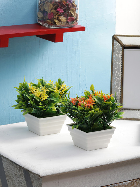 

FOLIYAJ Set of 2 Artificial Plants with Pot, White