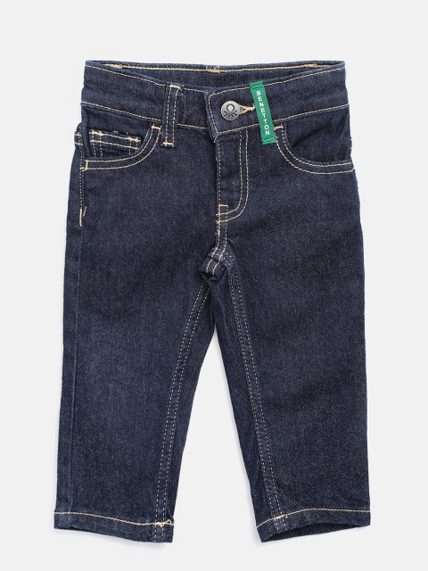 

United Colors of Benetton Boys Navy Blue Slim Fit Mid-Rise Clean Look Stretchable Jeans