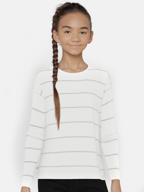 

United Colors of Benetton Girls Off-White & Grey Striped Pullover