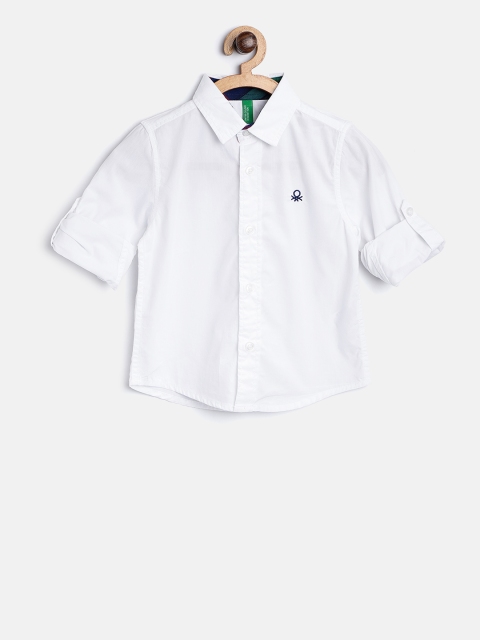 

United Colors of Benetton Boys White Regular Fit Solid Casual Shirt