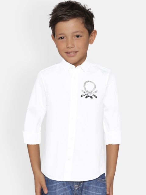 

United Colors of Benetton Boys White Regular Fit Solid Casual Shirt