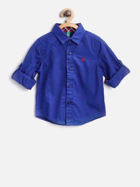 

United Colors of Benetton Boys Blue Regular Fit Solid Casual Shirt
