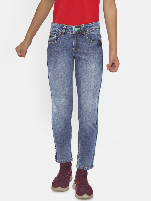 

United Colors of Benetton Boys Blue Slim Fit Mid-Rise Low Distress Stretchable Jeans
