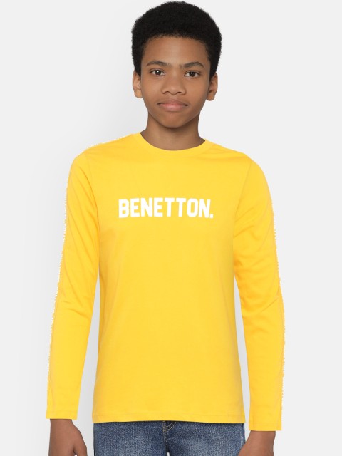 

United Colors of Benetton Boys Yellow Printed Round Neck T-Shirt
