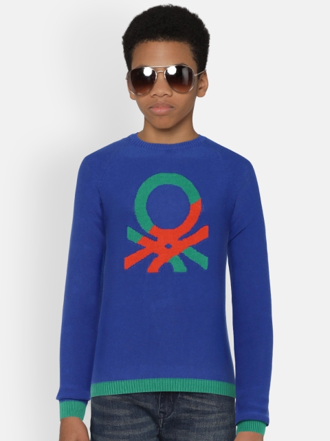 

United Colors of Benetton Boys Blue Self Design Pullover