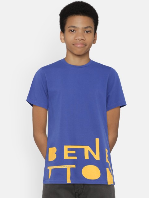 

United Colors of Benetton Boys Blue Printed Round Neck T-Shirt