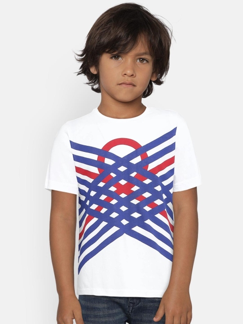 

United Colors of Benetton Boys White Printed Round Neck T-shirt