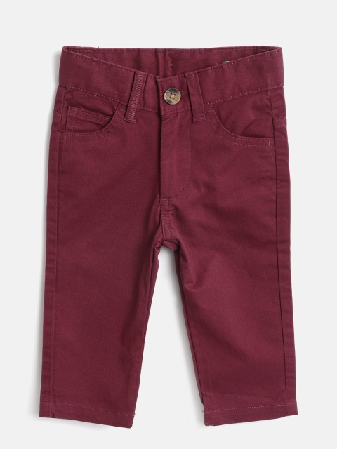 

United Colors of Benetton Boys Burgundy Regular Fit Solid Trousers