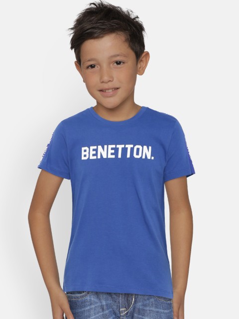 

United Colors of Benetton Boys Blue Printed Detail Round Neck T-shirt