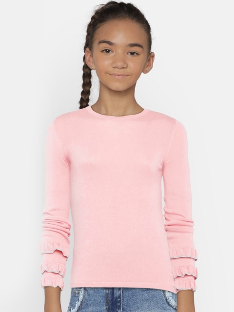 

United Colors of Benetton Girls Pink Solid Pullover