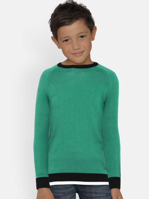 

United Colors of Benetton Boys Green Solid Pullover
