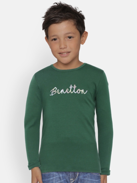 

United Colors of Benetton Girls Green Printed Round Neck T-shirt