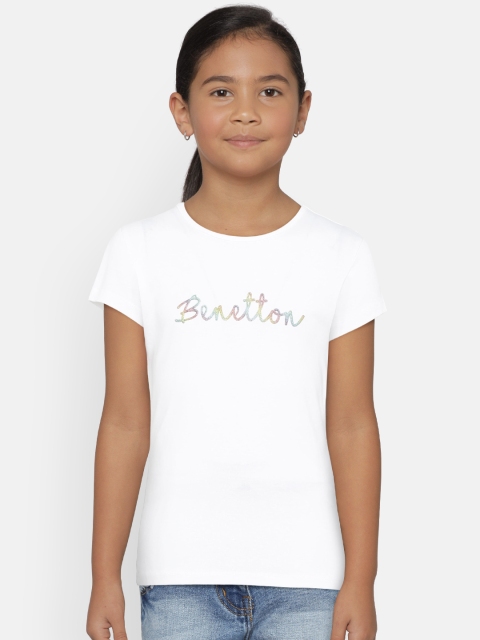 

United Colors of Benetton Girls White Round Neck T-Shirt