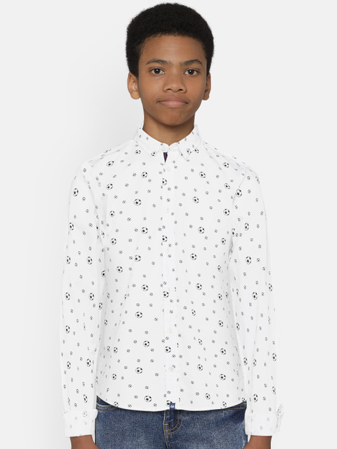 

United Colors of Benetton Boys White Regular Fit Football Print Casual Shirt