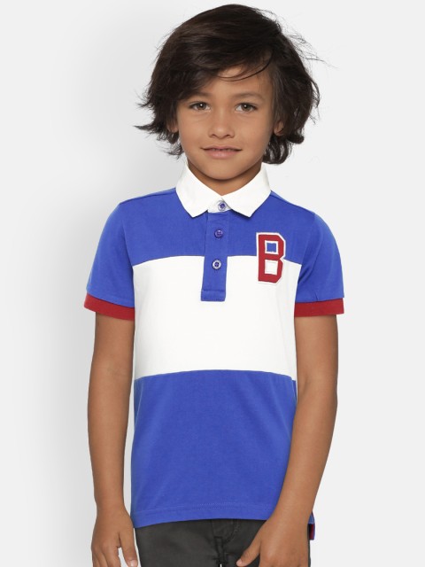 

United Colors of Benetton Boys Blue & White Colourblocked T-shirt