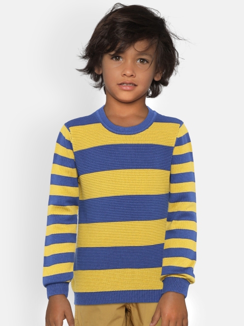 

United Colors of Benetton Boys Blue & Yellow Striped Pullover