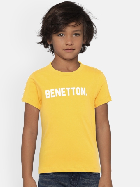 

United Colors of Benetton Boys Yellow Printed Detail Round Neck T-shirt