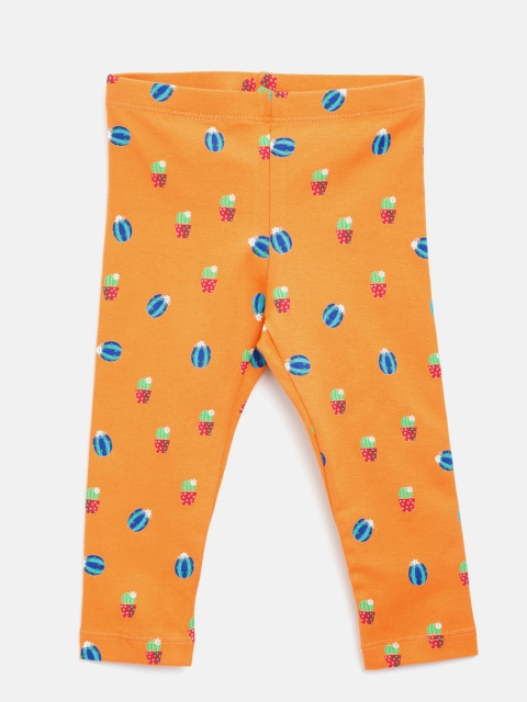 

United Colors of Benetton Girls Mustard Yellow Printed Leggings