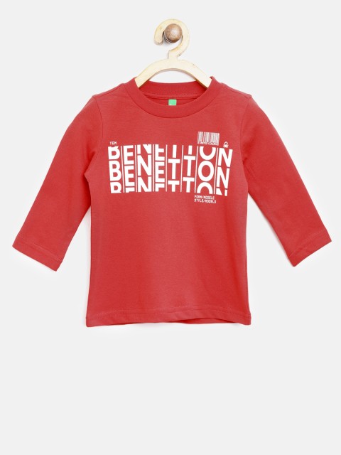 

United Colors of Benetton Boys Red Printed Round Neck T-shirt