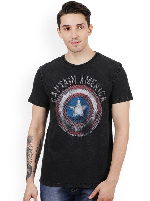 

Free Authority Men Black Captain America Printed T-shirt