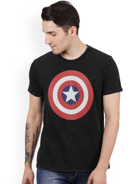 

Free Authority Men Black Captain America Printed T-shirt