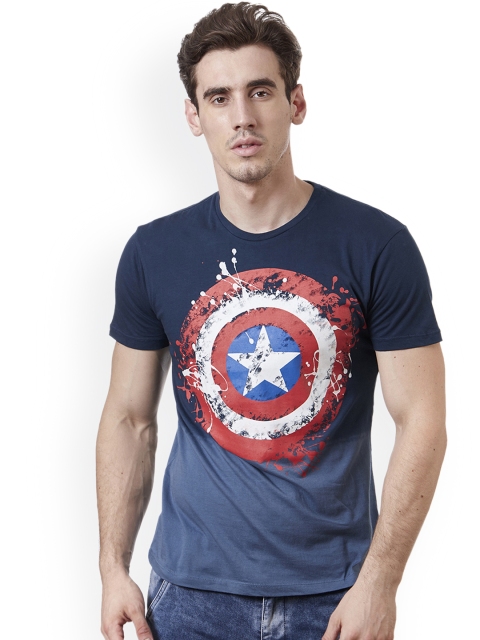 

Free Authority Men Blue Captain America Printed T-shirt