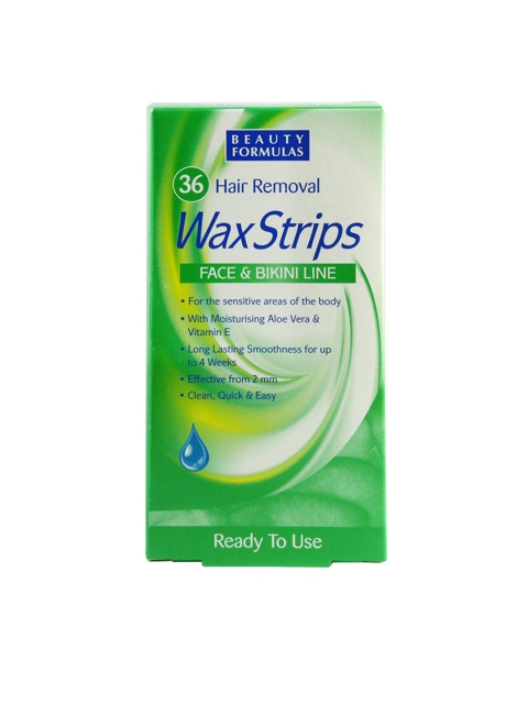 

Beauty Formulas For Face and Bikini Line Aloe Vera Wax Strips, Green