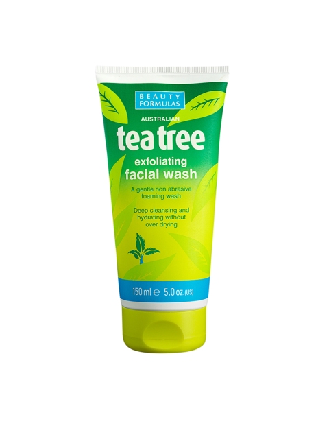 

BEAUTY FORMULAS Unisex Tea Tree Exfoliating Facial Wash 150ml, Lime green