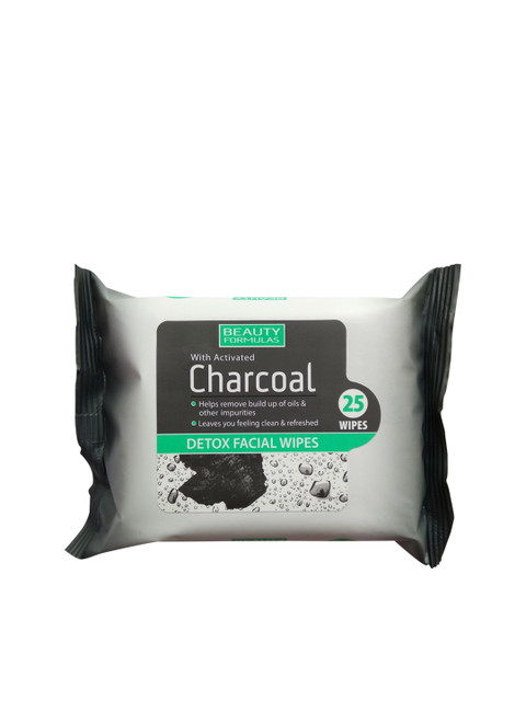 

Beauty Formulas Women Detox Charcoal Facial Wipes (25 wipes), Black