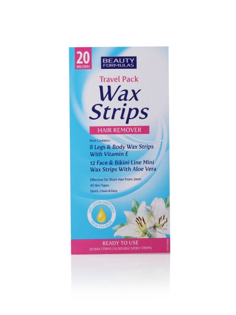 

BEAUTY FORMULAS Travel Pack Hair Remover 20 Wax Strips, Blue