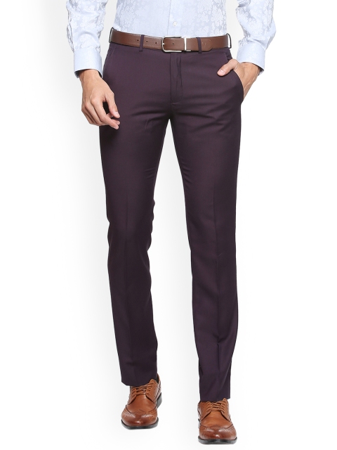 

V Dot Men Purple Solid Formal Trousers
