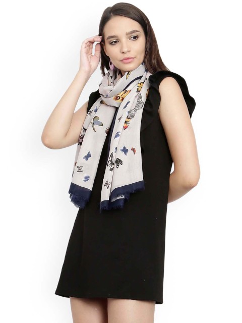

FabSeasons Grey & Black Printed Scarf