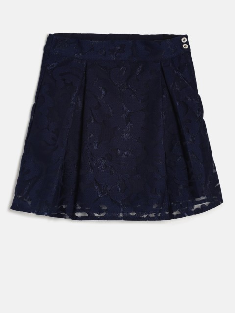 

Peppermint Girls Navy Blue Lace CRUISING CRUSH A-Line Skirt