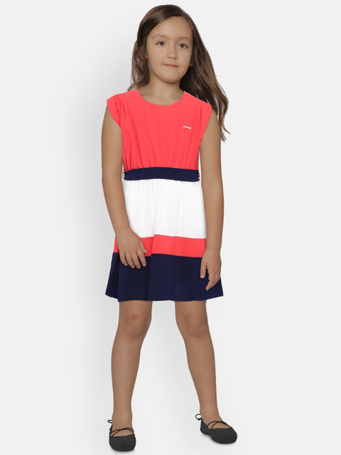

Peppermint Girls Red Colourblocked Fit and Flare Dress
