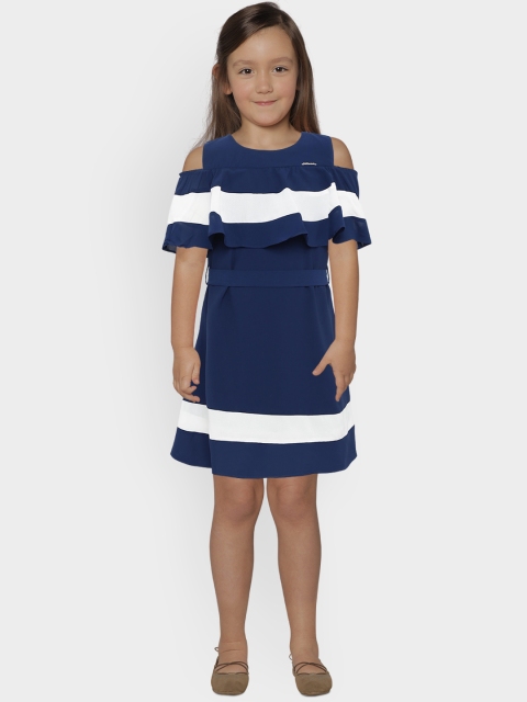 

Peppermint Girls Navy Blue Solid A-Line Dress