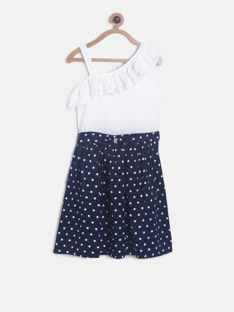 

Peppermint Girls Navy Blue & White Printed CRUISING CRUSH Fit & Flare Dress
