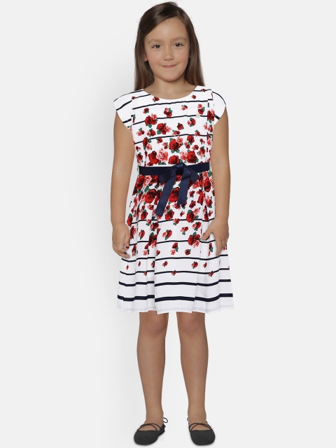 

Peppermint Girls White Printed Fit and Flare Dress
