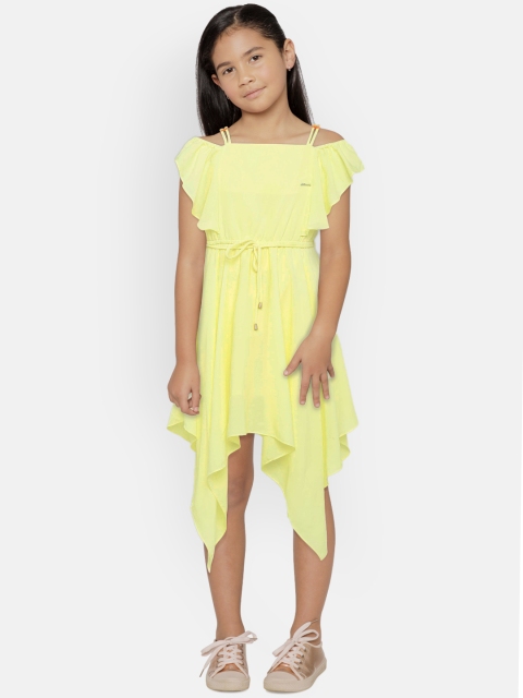 

Peppermint Girls Yellow Solid Fit and Flare Dress