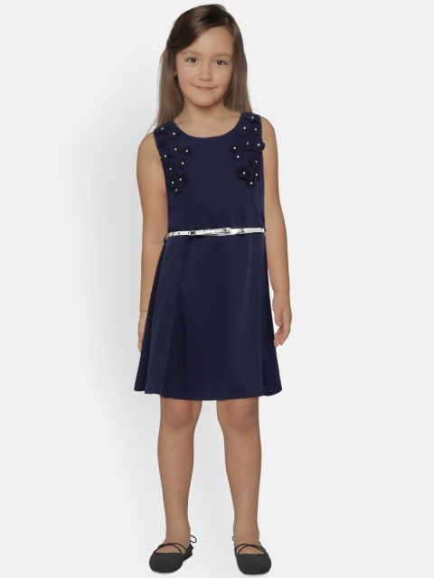 

Peppermint Girls Navy Blue Solid A-Line Dress