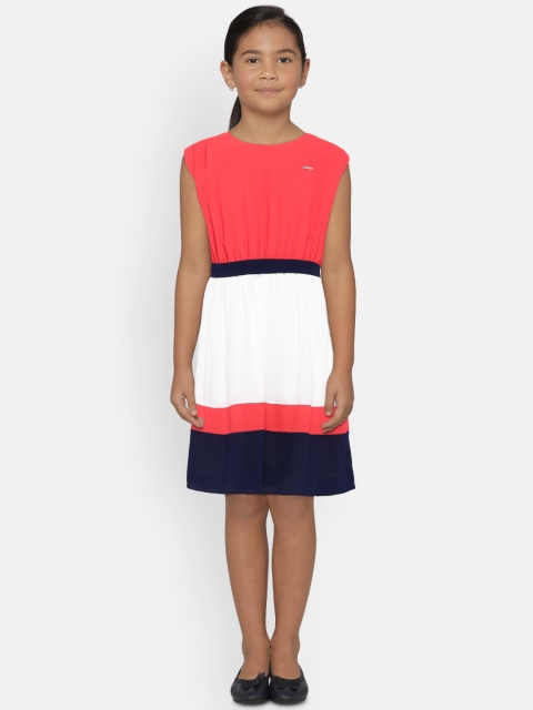 

Peppermint Girls Red Colourblocked Fit and Flare Dress